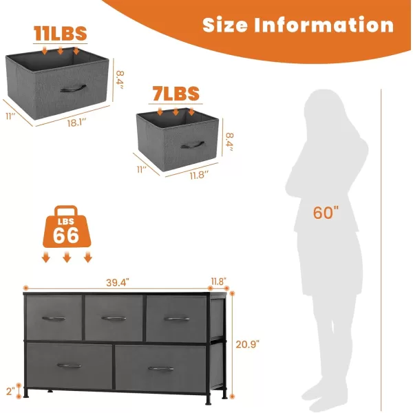 imageSweetcrispy Dresser Dresser for Bedroom Drawer Organizer Storage Drawers Fabric Storage Tower with 8 Drawers Chest of Drawers with Steel Frame Wood Top for Nursery Living Room ClosetGrey