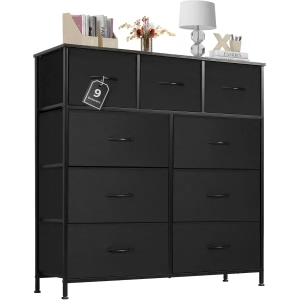 imageSweetcrispy Dresser Dresser for Bedroom Drawer Organizer Storage Drawers Fabric Storage Tower with 8 Drawers Chest of Drawers with Steel Frame Wood Top for Nursery Living Room ClosetBlack