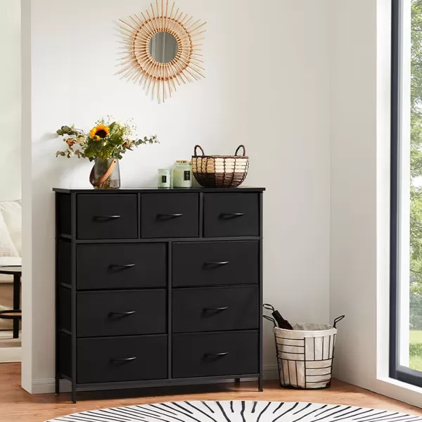 imageSweetcrispy Dresser Dresser for Bedroom Drawer Organizer Storage Drawers Fabric Storage Tower with 8 Drawers Chest of Drawers with Steel Frame Wood Top for Nursery Living Room ClosetBlack