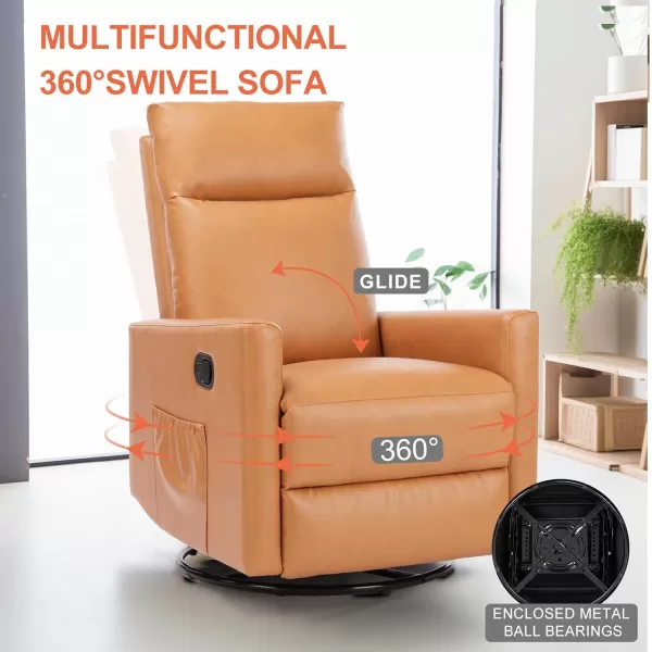 imageSweetcrispy Recliner Chair Swivel Rocking Glider Rocker Recliner Nursery Chair with Extra Large Footrest for Living Room High Back Upholstered Deep Seat GreyDeep Brown