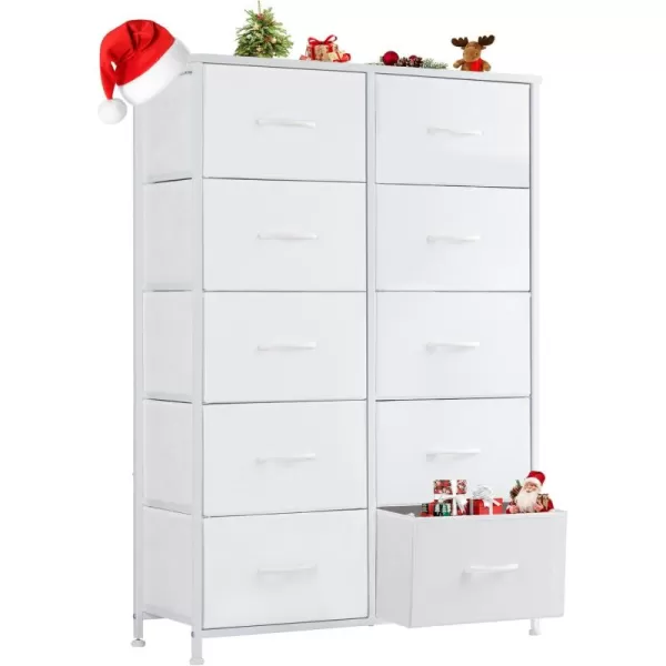 imageSweetcrispy Dresser Dresser for Bedroom Drawer Organizer Storage Drawers Fabric Storage Tower with 8 Drawers Chest of Drawers with Steel Frame Wood Top for Nursery Living Room ClosetWhite