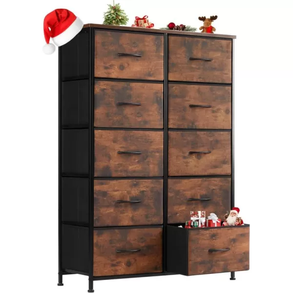 imageSweetcrispy Dresser Dresser for Bedroom Drawer Organizer Storage Drawers Fabric Storage Tower with 8 Drawers Chest of Drawers with Steel Frame Wood Top for Nursery Living Room ClosetRustic Brown