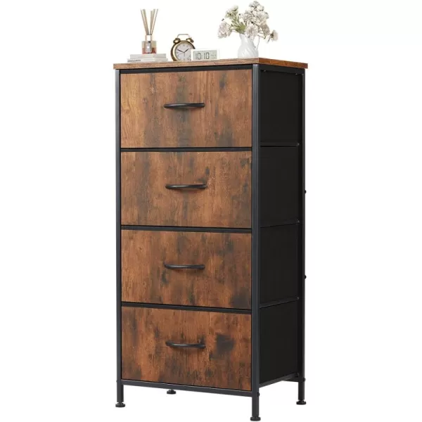 imageSweetcrispy Dresser Dresser for Bedroom Drawer Organizer Storage Drawers Fabric Storage Tower with 8 Drawers Chest of Drawers with Steel Frame Wood Top for Nursery Living Room ClosetRust Brown