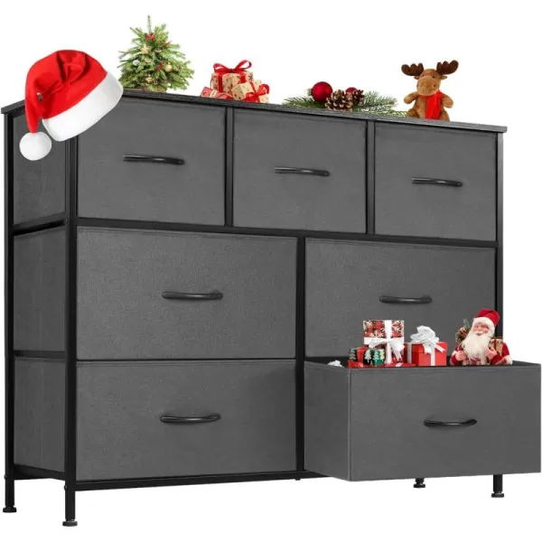 imageSweetcrispy Dresser Dresser for Bedroom Drawer Organizer Storage Drawers Fabric Storage Tower with 8 Drawers Chest of Drawers with Steel Frame Wood Top for Nursery Living Room ClosetDark Grey