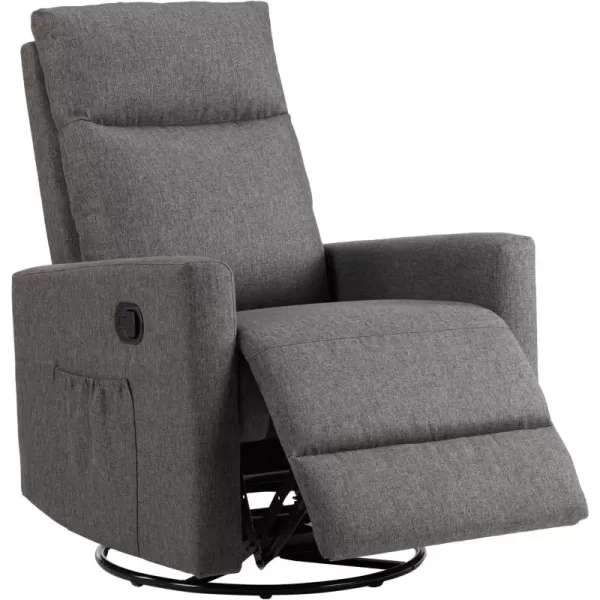 imageSweetcrispy Recliner Chair Swivel Rocking Glider Rocker Recliner Nursery Chair with Extra Large Footrest for Living Room High Back Upholstered Deep Seat GreyDark Grey