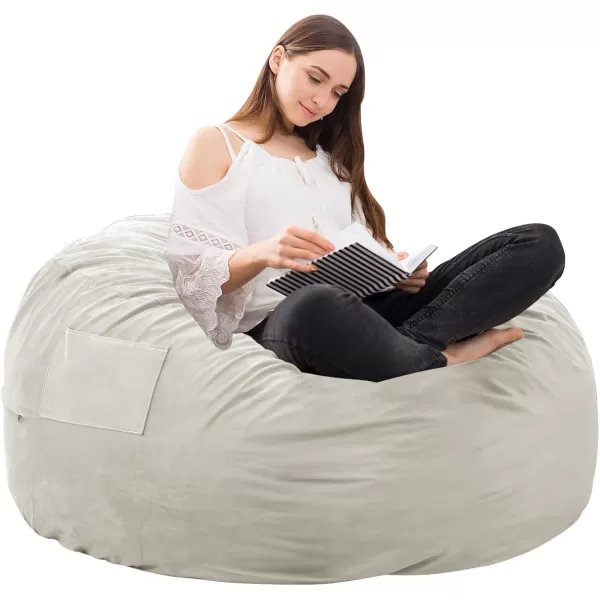 imageSweetcrispy Bean Bag Chair for Adults Oversized Beanbag for Gaming Reading Foam Filled Couch Furniture with Soft Removable Cover Giant Round Comfy Sofa for Living Room Bedroom College Dorm 4 FeetGrey