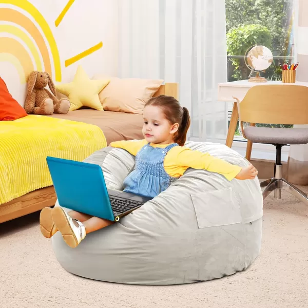 imageSweetcrispy Bean Bag Chair for Adults Oversized Beanbag for Gaming Reading Foam Filled Couch Furniture with Soft Removable Cover Giant Round Comfy Sofa for Living Room Bedroom College Dorm 4 FeetGrey