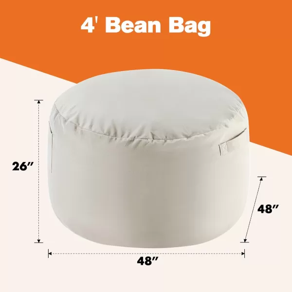 imageSweetcrispy Bean Bag Chair for Adults Oversized Beanbag for Gaming Reading Foam Filled Couch Furniture with Soft Removable Cover Giant Round Comfy Sofa for Living Room Bedroom College Dorm 4 FeetGrey