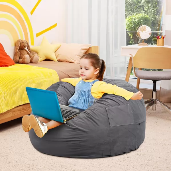 imageSweetcrispy Bean Bag Chair for Adults Oversized Beanbag for Gaming Reading Foam Filled Couch Furniture with Soft Removable Cover Giant Round Comfy Sofa for Living Room Bedroom College Dorm 4 FeetDark Grey