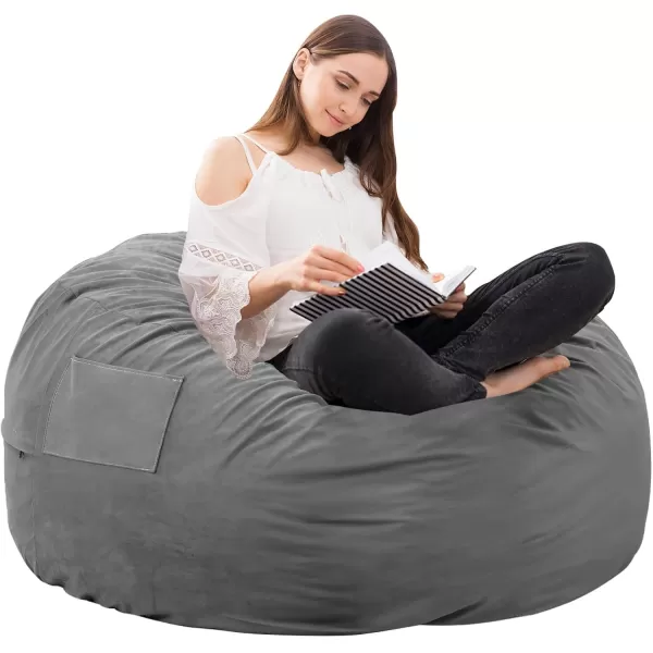 imageSweetcrispy Bean Bag Chair for Adults Oversized Beanbag for Gaming Reading Foam Filled Couch Furniture with Soft Removable Cover Giant Round Comfy Sofa for Living Room Bedroom College Dorm 4 FeetDark Grey