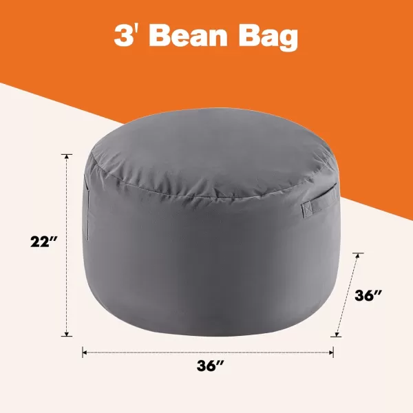 imageSweetcrispy Bean Bag Chair for Adults Oversized Beanbag for Gaming Reading Foam Filled Couch Furniture with Soft Removable Cover Giant Round Comfy Sofa for Living Room Bedroom College Dorm 4 FeetDark Grey