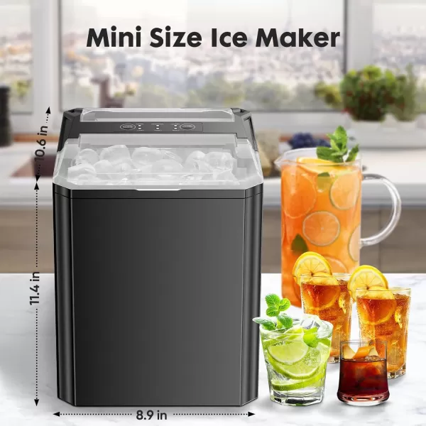 imageSweetcrispy Countertop Ice Maker Portable Ice Machine SelfCleaning 9 Cubes in 6 Mins 26 lbs24Hrs 2 Sizes of Bullet Ice for Home Party Office BlackBlack