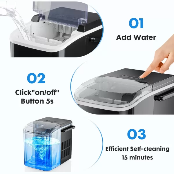 imageSweetcrispy Countertop Ice Maker Portable Ice Machine SelfCleaning 9 Cubes in 6 Mins 26 lbs24Hrs 2 Sizes of Bullet Ice for Home Party Office BlackCoalBlack