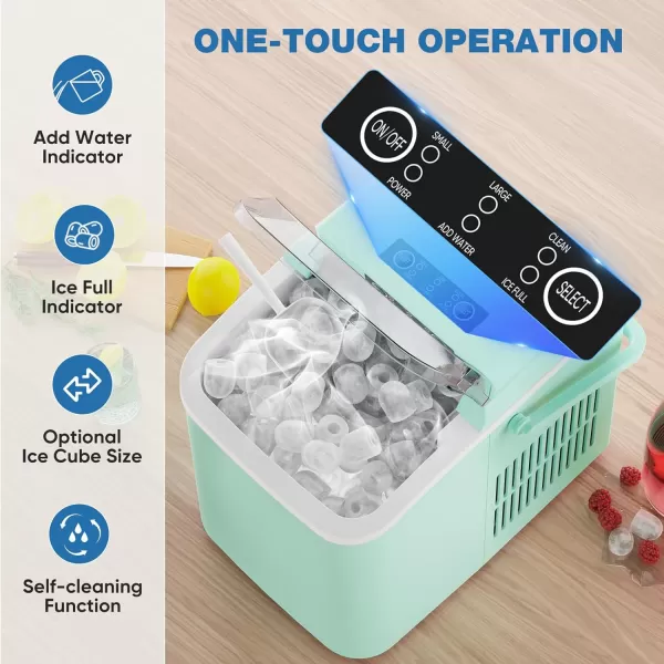 imageSweetcrispy Countertop Ice Maker Portable Ice Machine SelfCleaning 9 Cubes in 6 Mins 26 lbs24Hrs 2 Sizes of Bullet Ice for Home Party Office BlackGreen