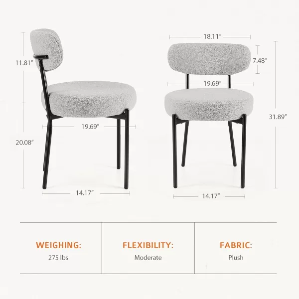 imageSweetcrispy Dining Chairs Set of 4 Boucle Upholstered Kitchen Chairs with Curved Backrest ampamp Metal Legs Mid Century Modern Round Dining Room Chairs for Vanity Living Room  BeigeModern Grey