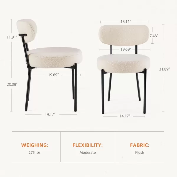 imageSweetcrispy Dining Chairs Set of 4 Boucle Upholstered Kitchen Chairs with Curved Backrest ampamp Metal Legs Mid Century Modern Round Dining Room Chairs for Vanity Living Room  BeigeBeige