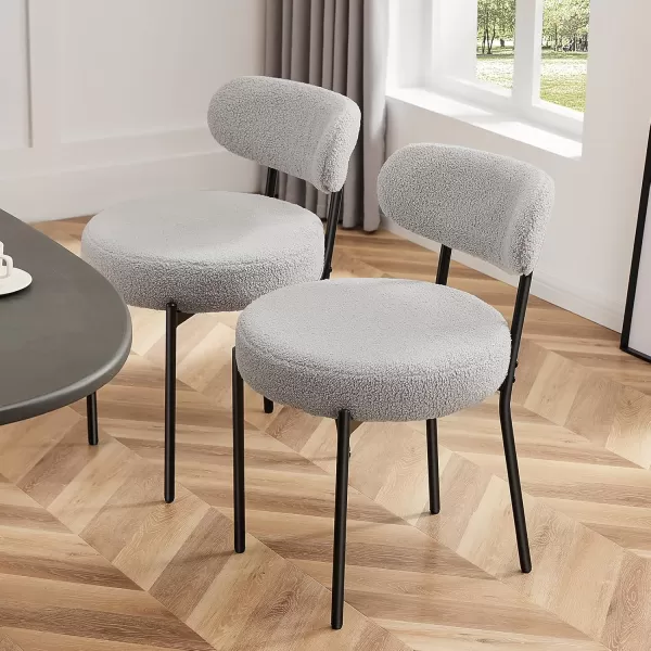 imageSweetcrispy Dining Chairs Set of 4 Boucle Upholstered Kitchen Chairs with Curved Backrest ampamp Metal Legs Mid Century Modern Round Dining Room Chairs for Vanity Living Room  BeigeModern Grey