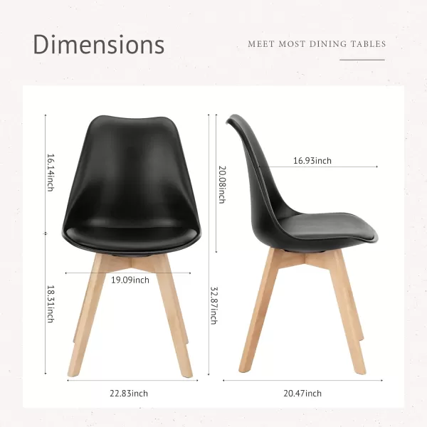 imageSweetcrispy Dining Chairs Set of 4 Kitchen Room PU Leather Mid Century Modern Chairs Upholstered Dining Desk Chairs with Wood Legs for Home Office WhiteBlack