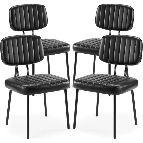 imageSweetcrispy Dining Chairs Set of 4 Upholstered Mid Century Modern Kitchen Dining Room Accent Chairs with Faux Leather Cushion Seat ampamp Metal Legs for Kitchen Living Room  BrownBlack