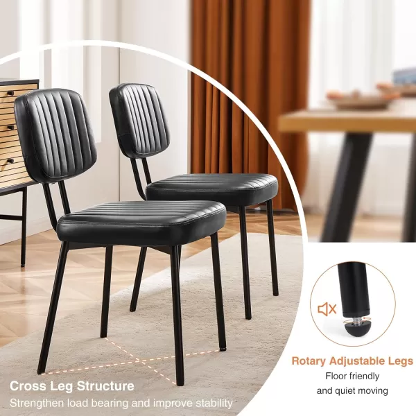 imageSweetcrispy Dining Chairs Set of 4 Upholstered Mid Century Modern Kitchen Dining Room Accent Chairs with Faux Leather Cushion Seat ampamp Metal Legs for Kitchen Living Room  BrownBlack