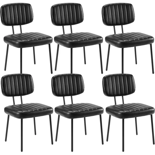 imageSweetcrispy Dining Chairs Set of 4 Upholstered Mid Century Modern Kitchen Dining Room Accent Chairs with Faux Leather Cushion Seat ampamp Metal Legs for Kitchen Living Room  BrownBlack