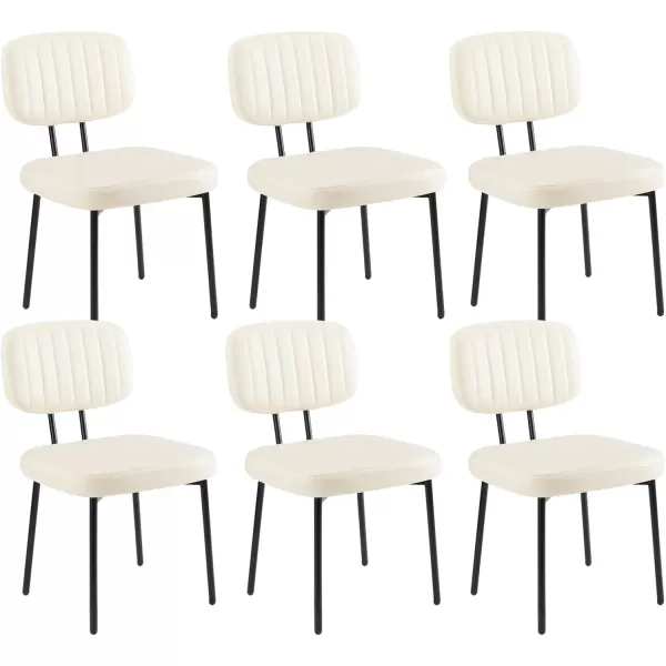 imageSweetcrispy Dining Chairs Set of 4 Upholstered Mid Century Modern Kitchen Dining Room Accent Chairs with Faux Leather Cushion Seat ampamp Metal Legs for Kitchen Living Room  BrownCream White