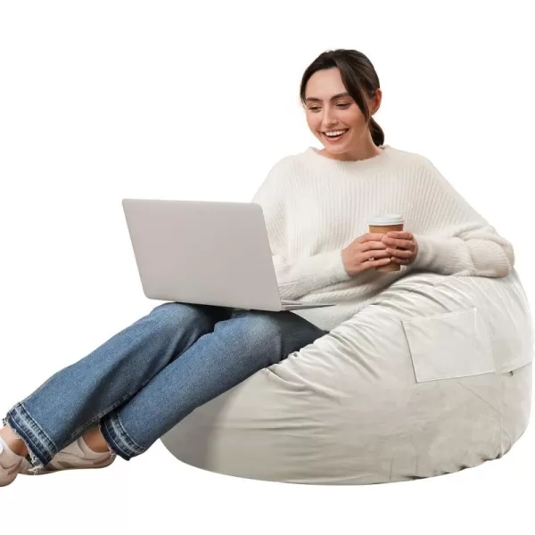 imageSweetcrispy Bean Bag Chair for Adults Oversized Beanbag for Gaming Reading Foam Filled Couch Furniture with Soft Removable Cover Giant Round Comfy Sofa for Living Room Bedroom College Dorm 4 FeetGrey