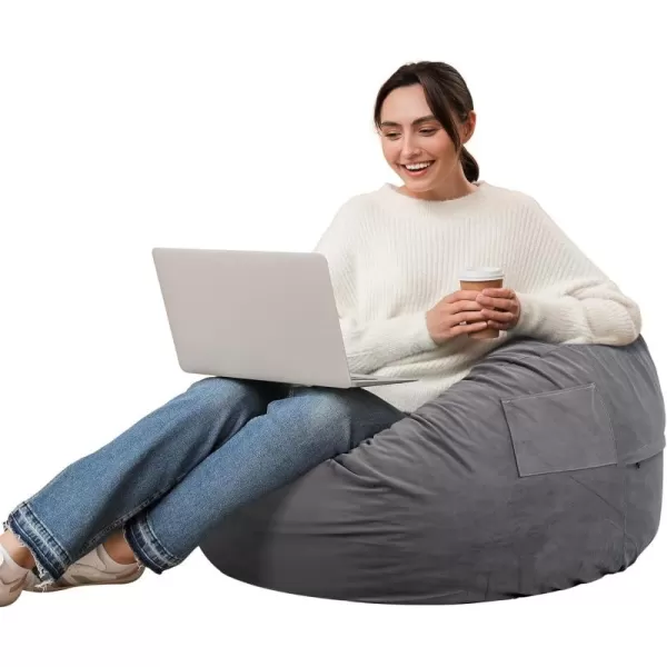 imageSweetcrispy Bean Bag Chair for Adults Oversized Beanbag for Gaming Reading Foam Filled Couch Furniture with Soft Removable Cover Giant Round Comfy Sofa for Living Room Bedroom College Dorm 4 FeetDark Grey