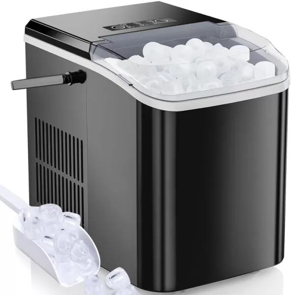 imageSweetcrispy Countertop Ice Maker Portable Ice Machine SelfCleaning 9 Cubes in 6 Mins 26 lbs24Hrs 2 Sizes of Bullet Ice for Home Party Office BlackCoalBlack