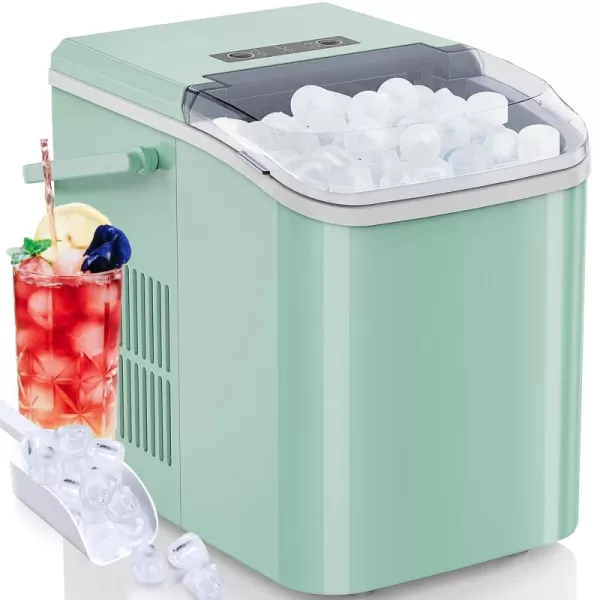 imageSweetcrispy Countertop Ice Maker Portable Ice Machine SelfCleaning 9 Cubes in 6 Mins 26 lbs24Hrs 2 Sizes of Bullet Ice for Home Party Office BlackGreen