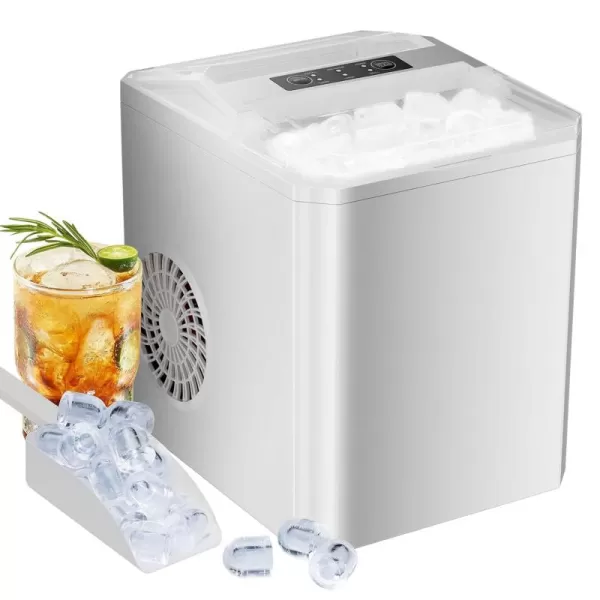 imageSweetcrispy Countertop Ice Maker Portable Ice Machine SelfCleaning 9 Cubes in 6 Mins 26 lbs24Hrs 2 Sizes of Bullet Ice for Home Party Office BlackWhite