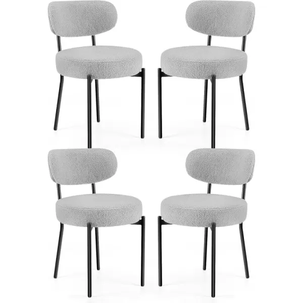 imageSweetcrispy Dining Chairs Set of 4 Boucle Upholstered Kitchen Chairs with Curved Backrest ampamp Metal Legs Mid Century Modern Round Dining Room Chairs for Vanity Living Room  BeigeModern Grey