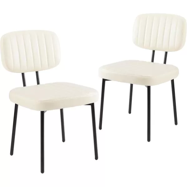 imageSweetcrispy Dining Chairs Set of 4 Upholstered Mid Century Modern Kitchen Dining Room Accent Chairs with Faux Leather Cushion Seat ampamp Metal Legs for Kitchen Living Room  BrownCream White