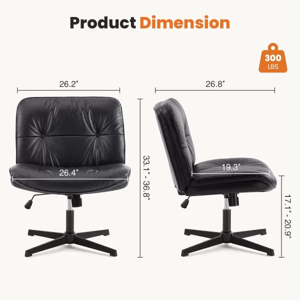 imageSweetcrispy Criss Cross Chair Legged Armless Office Desk Chair No Wheels Swivel Vanity Chair Height Adjustable Wide Seat Computer Task Chair Fabric Vanity Modern Home Chair WhiteBlack