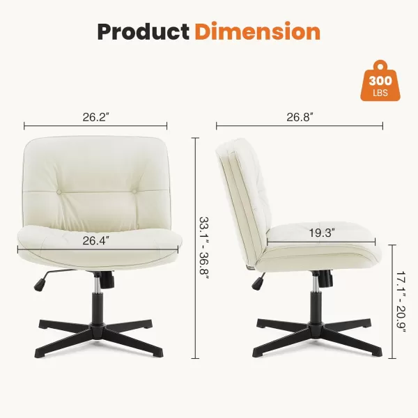 imageSweetcrispy Criss Cross Chair Legged Armless Office Desk Chair No Wheels Swivel Vanity Chair Height Adjustable Wide Seat Computer Task Chair Fabric Vanity Modern Home Chair WhiteWhite