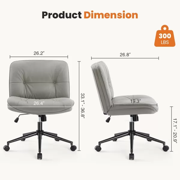 imageSweetcrispy Criss Cross Chair Legged Armless Office Desk Chair No Wheels Swivel Vanity Chair Height Adjustable Wide Seat Computer Task Chair Fabric Vanity Modern Home Chair WhiteKhaki Grey