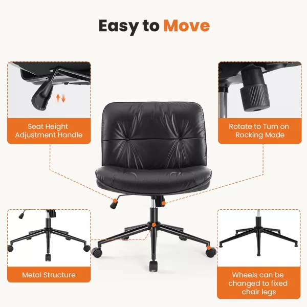 imageSweetcrispy Criss Cross Chair Legged Armless Office Desk Chair No Wheels Swivel Vanity Chair Height Adjustable Wide Seat Computer Task Chair Fabric Vanity Modern Home Chair WhiteBlack