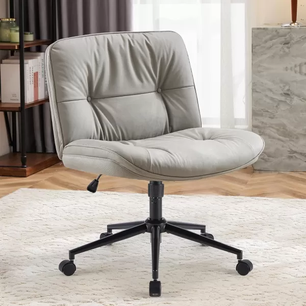 imageSweetcrispy Criss Cross Chair Legged Armless Office Desk Chair No Wheels Swivel Vanity Chair Height Adjustable Wide Seat Computer Task Chair Fabric Vanity Modern Home Chair WhiteKhaki Grey