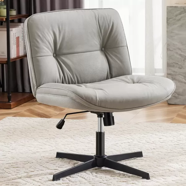 imageSweetcrispy Criss Cross Chair Legged Armless Office Desk Chair No Wheels Swivel Vanity Chair Height Adjustable Wide Seat Computer Task Chair Fabric Vanity Modern Home Chair WhiteKhaki Grey