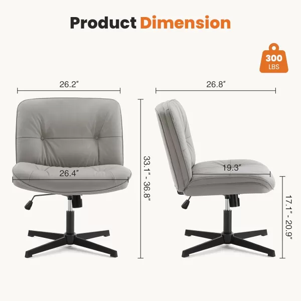 imageSweetcrispy Criss Cross Chair Legged Armless Office Desk Chair No Wheels Swivel Vanity Chair Height Adjustable Wide Seat Computer Task Chair Fabric Vanity Modern Home Chair WhiteKhaki Grey