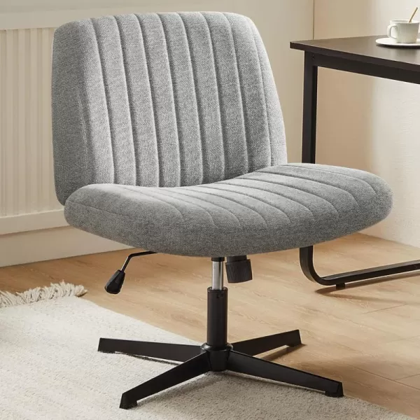 imageSweetcrispy Criss Cross Chair Legged Armless Office Desk Chair No Wheels Swivel Vanity Chair Height Adjustable Wide Seat Computer Task Chair Fabric Vanity Modern Home Chair WhiteGrey