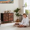 imageSweetcrispy 6 Drawers Dresser for Bedroom Kidsroom Furniture Small Chest Tower Storage Organizer Units for Clothing Closet Fabric Bins Wood Top Steel Frame Lightweight Assemble Tools IncludeBrown