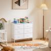 imageSweetcrispy 6 Drawers Dresser for Bedroom Kidsroom Furniture Small Chest Tower Storage Organizer Units for Clothing Closet Fabric Bins Wood Top Steel Frame Lightweight Assemble Tools IncludeWhite