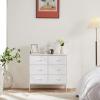 imageSweetcrispy 6 Drawers Dresser for Bedroom Kidsroom Furniture Small Chest Tower Storage Organizer Units for Clothing Closet Fabric Bins Wood Top Steel Frame Lightweight Assemble Tools IncludeWhite