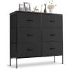 imageSweetcrispy 6 Drawers Dresser for Bedroom Kidsroom Furniture Small Chest Tower Storage Organizer Units for Clothing Closet Fabric Bins Wood Top Steel Frame Lightweight Assemble Tools IncludeBlack