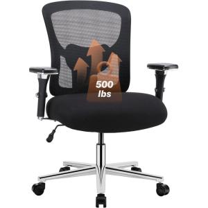 imageSweetcrispy Big and Tall Office Desk Chair with Lumbar Support 500lbs Heavy Duty Mesh Ergonomic Computer Chair with Arm and Wide Comfy Seat Wheels for Adult