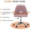 imageSweetcrispy Armless Office Chair Cute Desk Chair Modern Fabric Home Office Desk Chairs with Wheels Adjustable Swivel Task Computer Vanity Chair for Small SpacesLight Pink