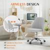 imageSweetcrispy Armless Office Chair Cute Desk Chair Modern Fabric Home Office Desk Chairs with Wheels Adjustable Swivel Task Computer Vanity Chair for Small SpacesPale Gray
