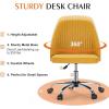 imageSweetcrispy Armless Office Chair Cute Desk Chair Modern Fabric Home Office Desk Chairs with Wheels Adjustable Swivel Task Computer Vanity Chair for Small SpacesGolden