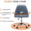 imageSweetcrispy Armless Office Chair Cute Desk Chair Modern Fabric Home Office Desk Chairs with Wheels Adjustable Swivel Task Computer Vanity Chair for Small SpacesSky Blue